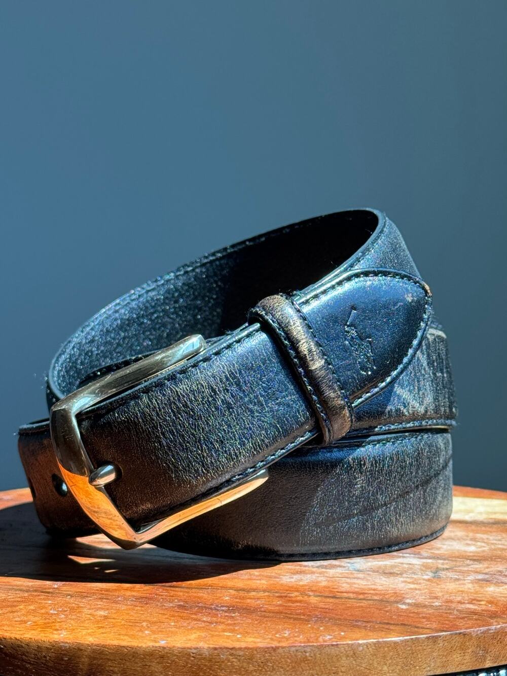 Polo Ralph Lauren Black Genuine Leather Belt 36/90 Old Money Classic Preppy